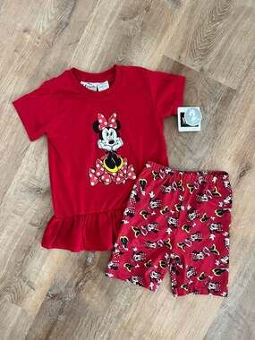 Disney Minnie Mouse 2-Piece Peplum Top and Shorts Set Size 6/6X